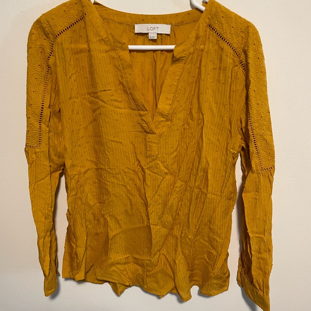 Loft Mustard Patterned Blouse
